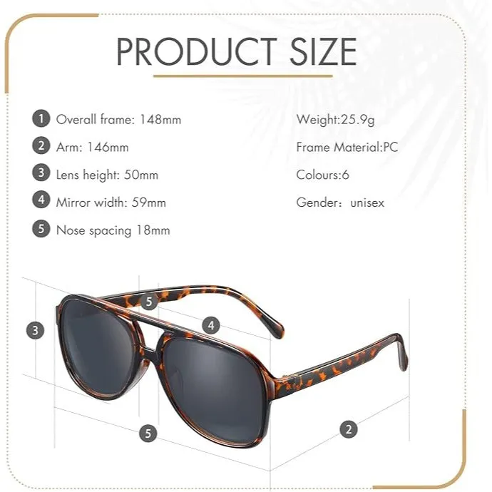 Xuhal 6 Pcs Retro 70s Sunglasses for Women Men Non Polarized Sunglasses Squared Frame Vintage Sunglasses UV Protection Pilot Sun Glasses