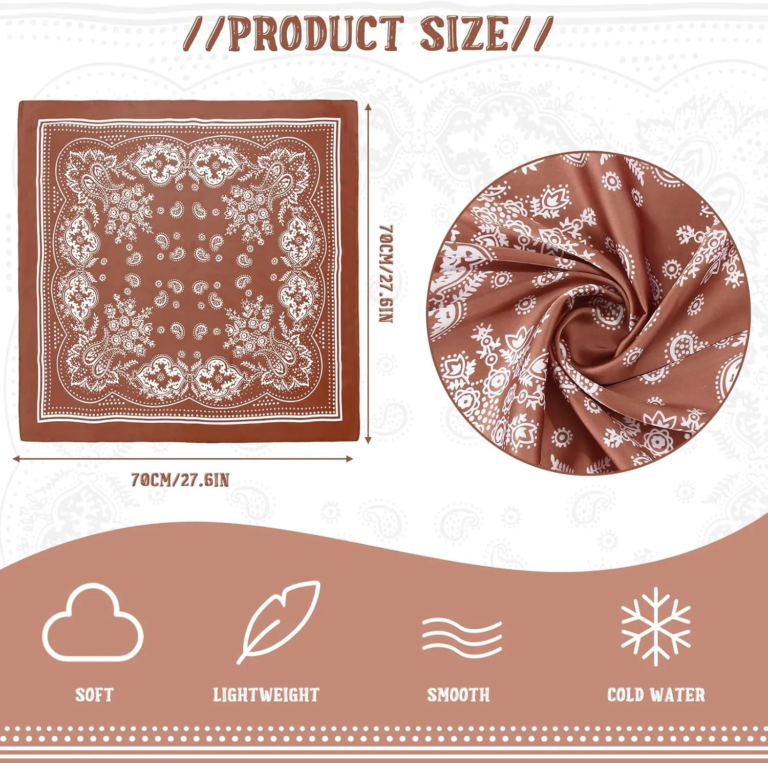 Zhanmai 8 Pcs 27.5 x 27.5 Inch Square Satin Head Scarves Women Silk Bandana Hair Scarves Hair Wrap Neck Scarf for Sleeping