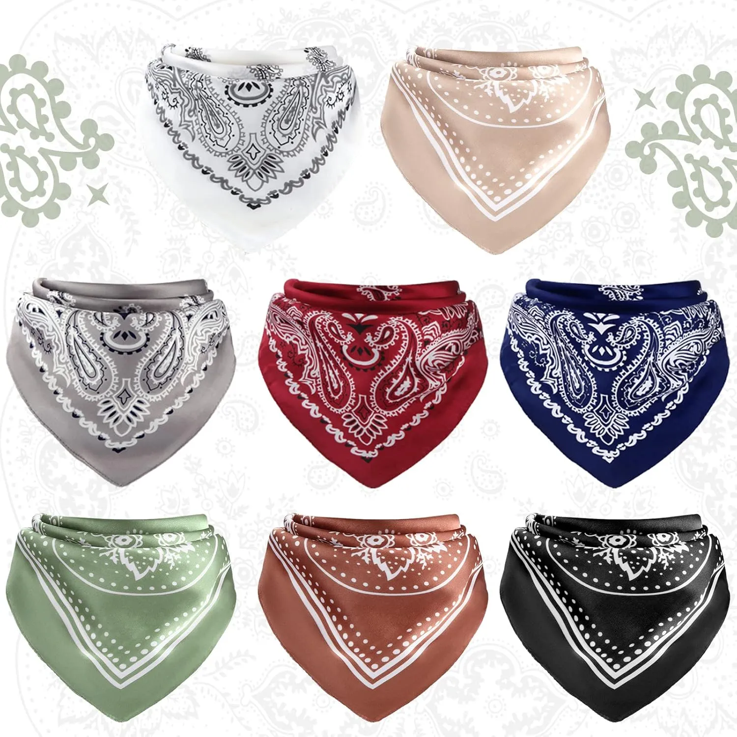 Zhanmai 8 Pcs 27.5 x 27.5 Inch Square Satin Head Scarves Women Silk Bandana Hair Scarves Hair Wrap Neck Scarf for Sleeping