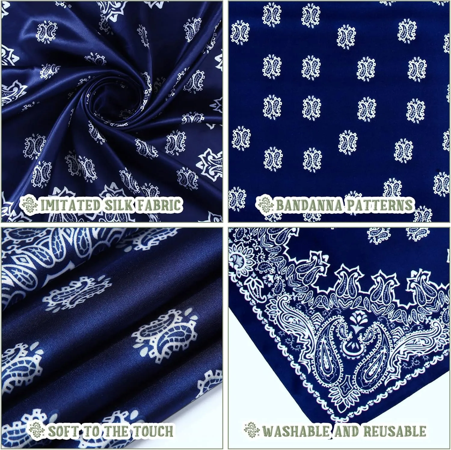 Zhanmai 8 Pcs 27.5 x 27.5 Inch Square Satin Head Scarves Women Silk Bandana Hair Scarves Hair Wrap Neck Scarf for Sleeping