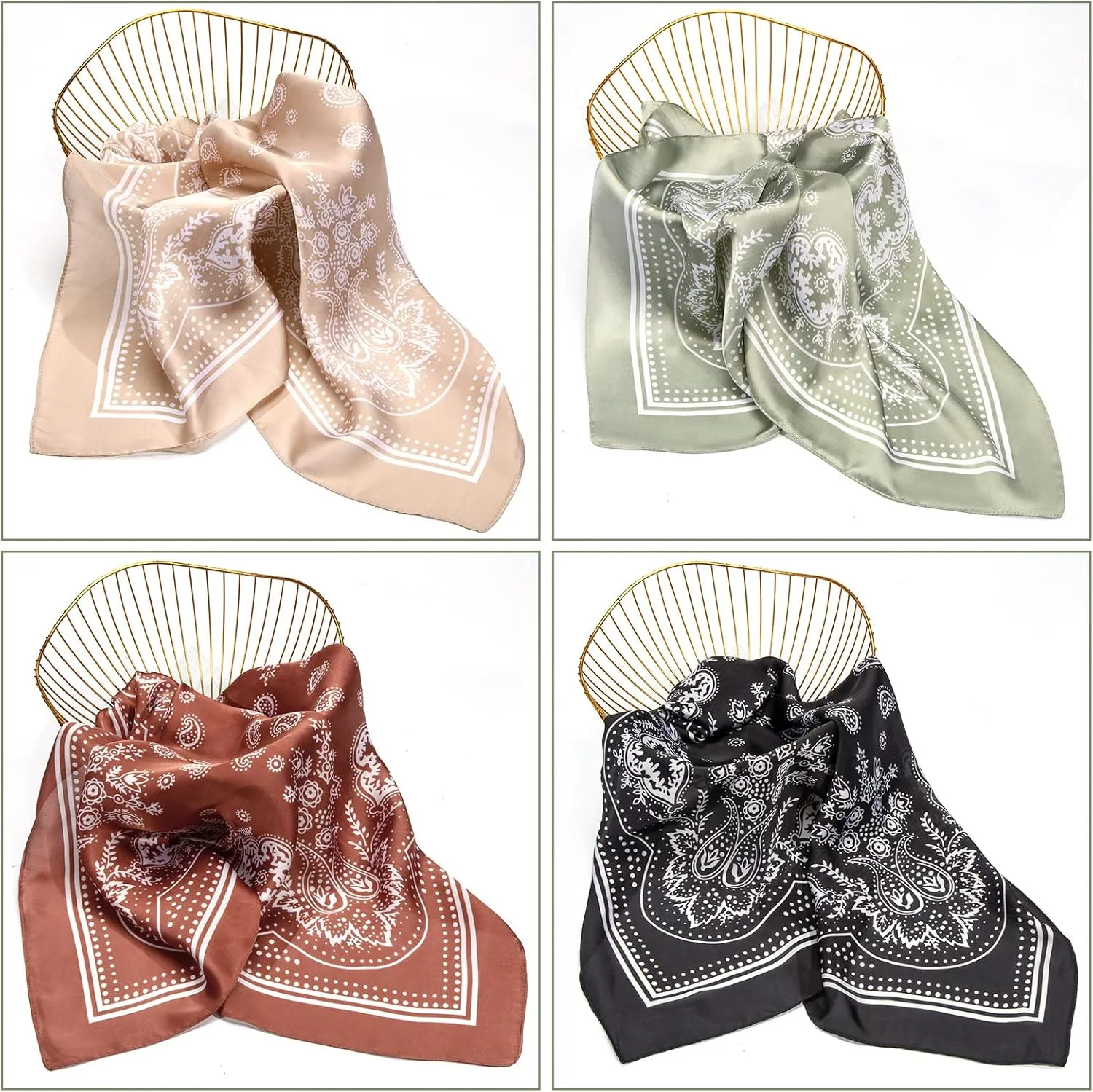 Zhanmai 8 Pcs 27.5 x 27.5 Inch Square Satin Head Scarves Women Silk Bandana Hair Scarves Hair Wrap Neck Scarf for Sleeping
